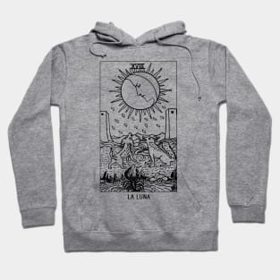 "La Luna" The Moon Tarot Card Black and White Hoodie